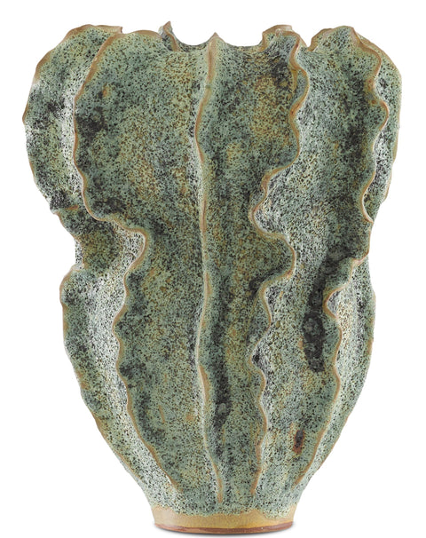 Organic Handcrafted Asymmetrical Art Vase with Carving