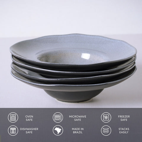 Porto Brasil Everyday Minimalist Coupe Plate Set with Solid Glazed Finish - Set of 4