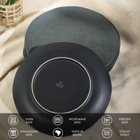 Porto Brasil Everyday Minimalist Abstract Glazed Stoneware Plate Set - Set of 6