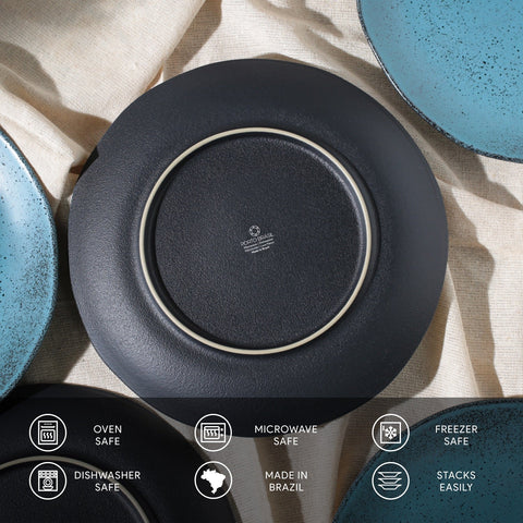 Porto Brasil Everyday Organic Abstract Handmade Glazed Plate Set - Set of 6