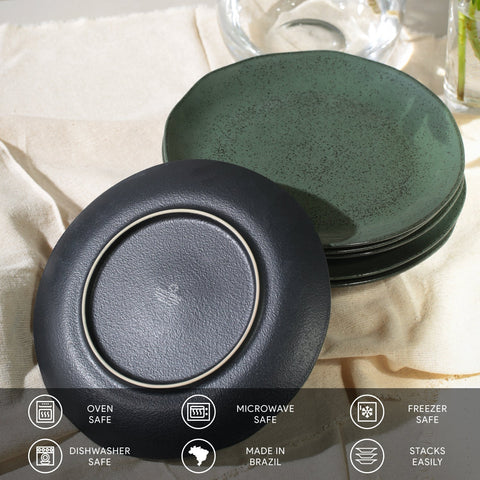 Porto Brasil Everyday Abstract Handmade Glazed Stoneware Plate Set - Set of 6