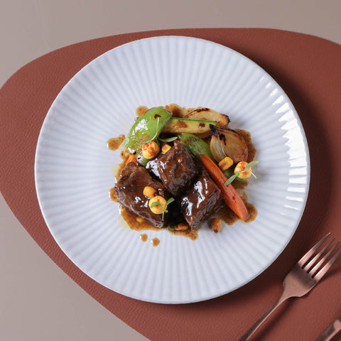 Porto Brasil Everyday Minimalist Embossed Glazed Stoneware Dinner Plate Set - Set of 6