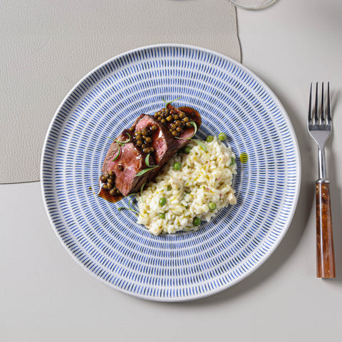 Decorated Geometric Glazed Stoneware Plate Set