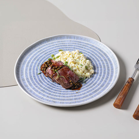 Decorated Geometric Glazed Stoneware Plate Set