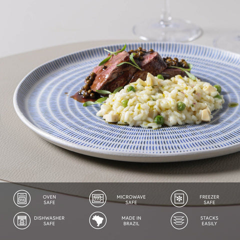 Decorated Geometric Glazed Stoneware Plate Set