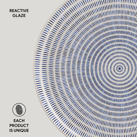 Decorated Geometric Glazed Stoneware Plate Set