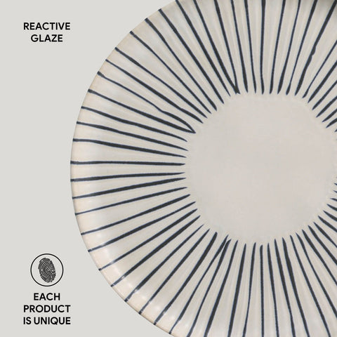 Porto Brasil Decorated Handmade Geometric Plate Set with Glazed Finish - Set of 6