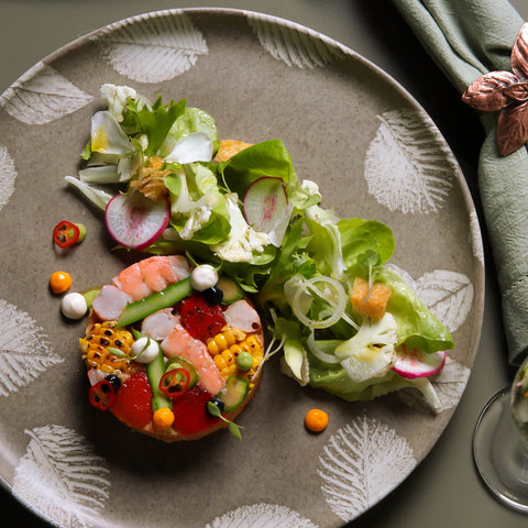 Porto Brasil Decorated Handmade Organic Glazed Stoneware Plate Set - Set of 6