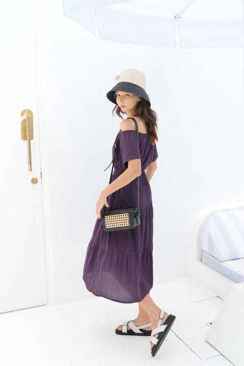 Geometric Leather Trim Crossbody with Adjustable Straps