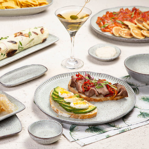 Porto Brasil Everyday Handmade Organic Abstract Stoneware Dinner Plate Set - Set of 6