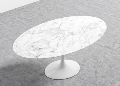 Rove Concepts Timeless Minimalist Tulip Dining Table Oval Marble