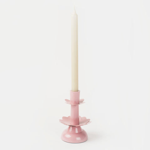 Lotus Bloom Tapered Pink Candleholders