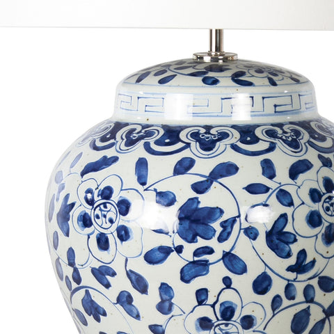 Royal Asian Drum Table Lamp with Graphic Accent