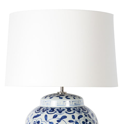 Royal Asian Drum Table Lamp with Graphic Accent