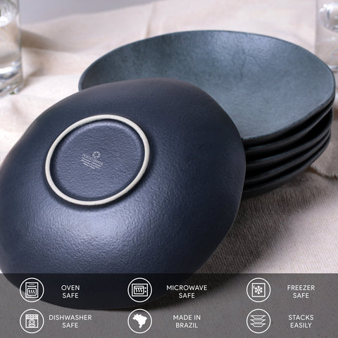 Porto Brasil Modern Hand Finished Glazed Stoneware Salad Bowl - Set of 6