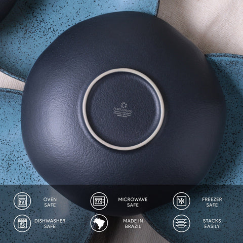 Porto Brasil Modern Hand Finished Stoneware Salad Bowl Set - Set of 6