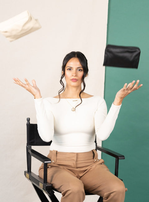 Designer Solid Black Zip Top Pouch