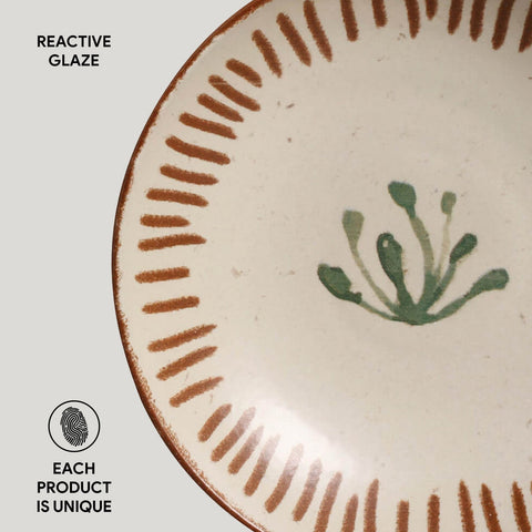 Porto Brasil Handmade Organic Rustic Stoneware Salad Bowl with Geometric Design - Set of 6