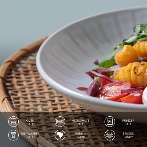 Porto Brasil Modern Geometric Hand Finished Stoneware Salad Bowl Set - Set of 6