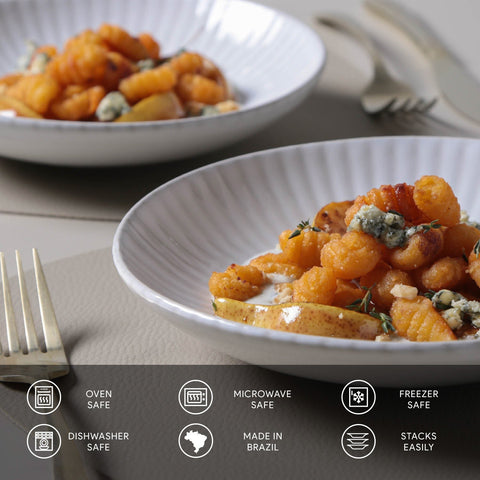 Porto Brasil Minimalist Handmade Glazed Stoneware Salad Bowl - Set of 6