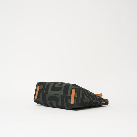 Abstract Graphic Tote with Zipper and Flat Bottom