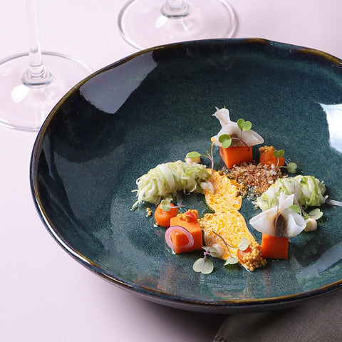 Porto Brasil Organic Abstract Hand Finished Glazed Stoneware Salad Bowl - Set of 6