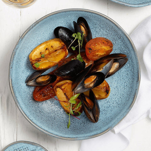 Porto Brasil Organic Abstract Hand Finished Stoneware Salad Bowl - Set of 6