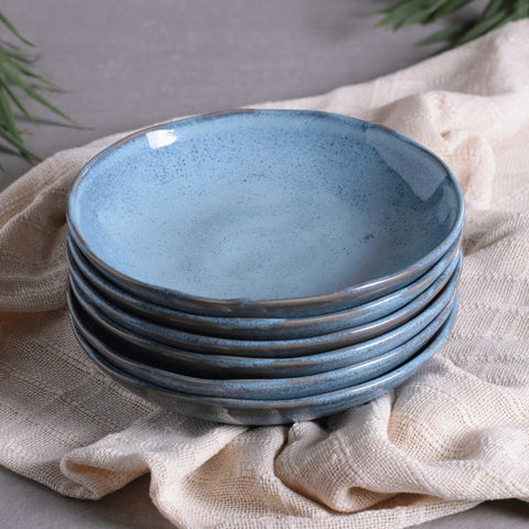 Porto Brasil Organic Abstract Hand Finished Stoneware Salad Bowl - Set of 6