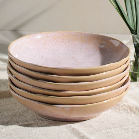 Porto Brasil Everyday Organic Abstract Handmade Stoneware Bowl Set - Set of 6