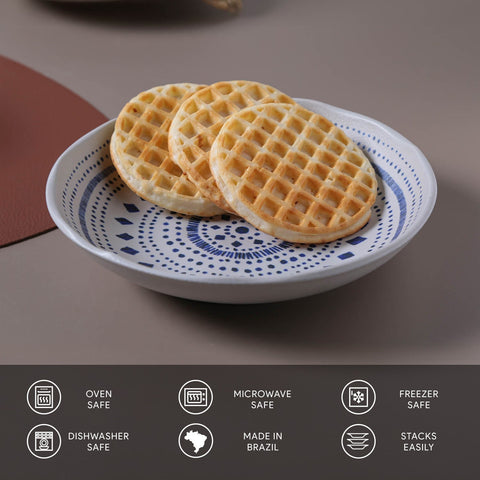 Porto Brasil Mediterranean Geometric Hand Finished Stoneware Salad Bowl - Set of 6