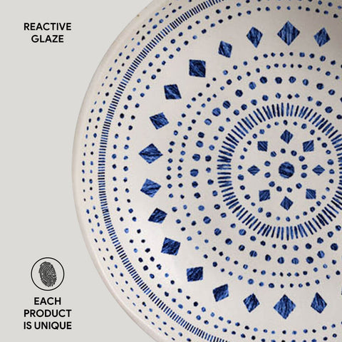 Porto Brasil Mediterranean Geometric Hand Finished Stoneware Salad Bowl - Set of 6