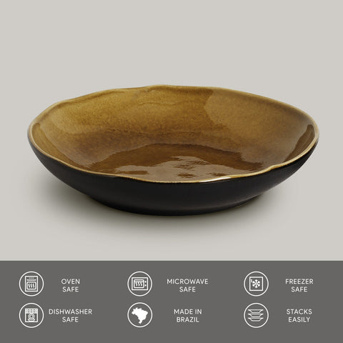 Porto Brasil Organic Abstract Hand Finished Glazed Stoneware Salad Bowl - Set of 6