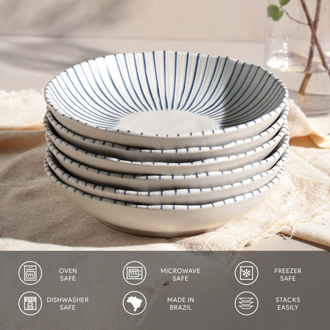 Porto Brasil Porto Brasil Decorated Hand Finished Scandinavian Salad Bowl - Set of 6