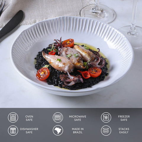 Porto Brasil Minimalist Hand Finished Stoneware Salad Bowl Set - Set of 6