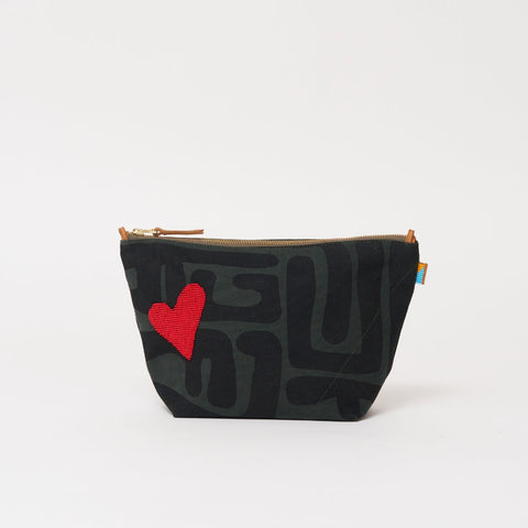 Abstract Heart Beaded Convertible Graphic Pouch