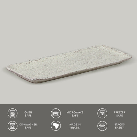 Porto Brasil Organic Abstract Stoneware Serving Platter with Glazed Finish - Set of 4