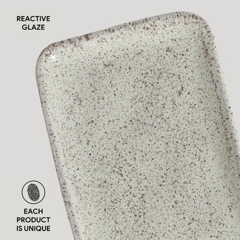 Porto Brasil Organic Abstract Stoneware Serving Platter with Glazed Finish - Set of 4