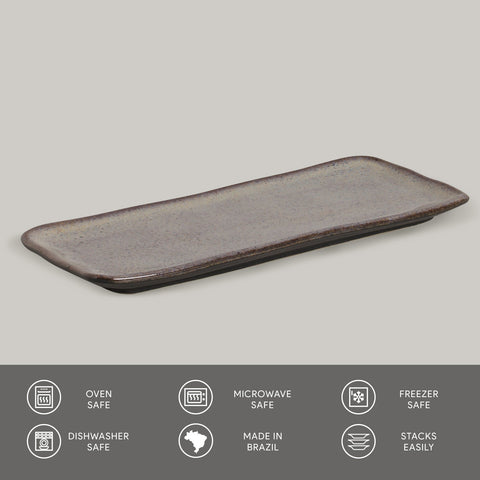 Porto Brasil Porto Brasil Everyday Organic Abstract Hand Finished Stoneware Serving Platter - Set of 4