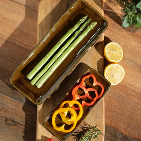 Porto Brasil Modern Hand Finished Stoneware Serving Platter - Set of 4