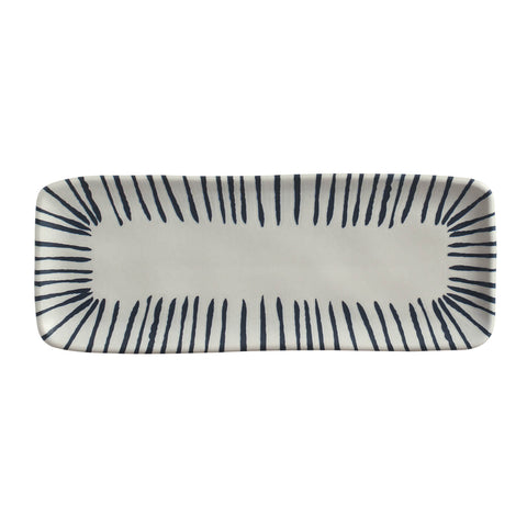 Porto Brasil Porto Brasil Decorated Contemporary Stripe Stoneware Serving Platter - Set of 4