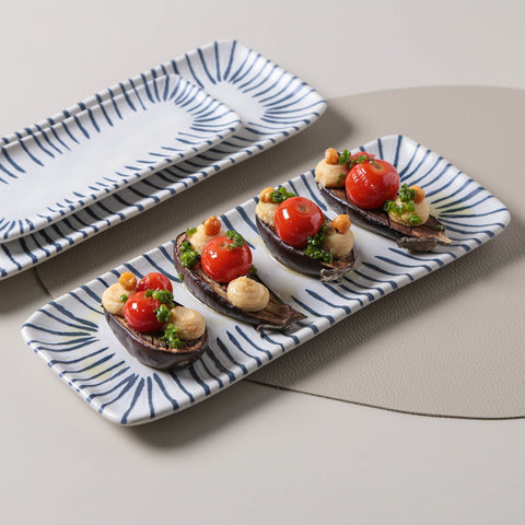 Porto Brasil Porto Brasil Decorated Contemporary Stripe Stoneware Serving Platter - Set of 4