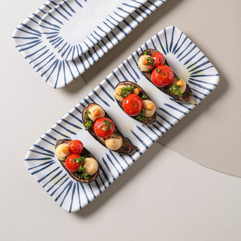 Porto Brasil Porto Brasil Decorated Contemporary Stripe Stoneware Serving Platter - Set of 4