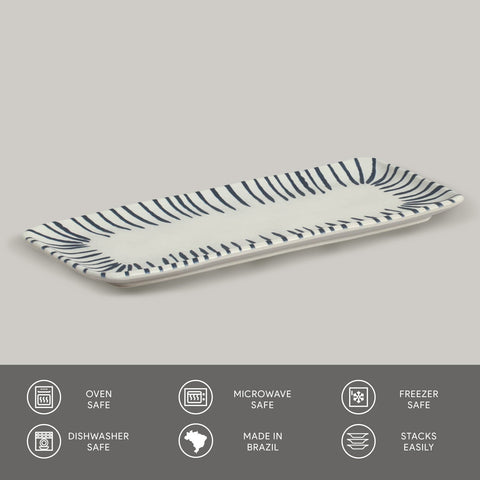 Porto Brasil Porto Brasil Decorated Contemporary Stripe Stoneware Serving Platter - Set of 4