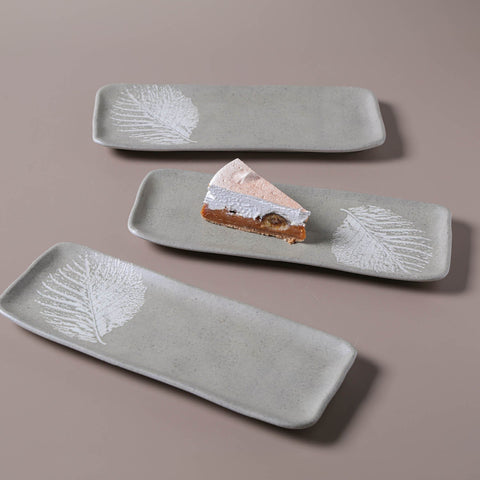 Porto Brasil Organic Minimalist Hand Finished Stoneware Serving Platter - Set of 4