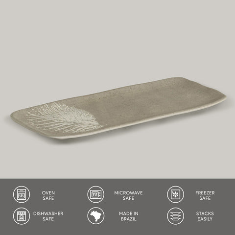 Porto Brasil Organic Minimalist Hand Finished Stoneware Serving Platter - Set of 4