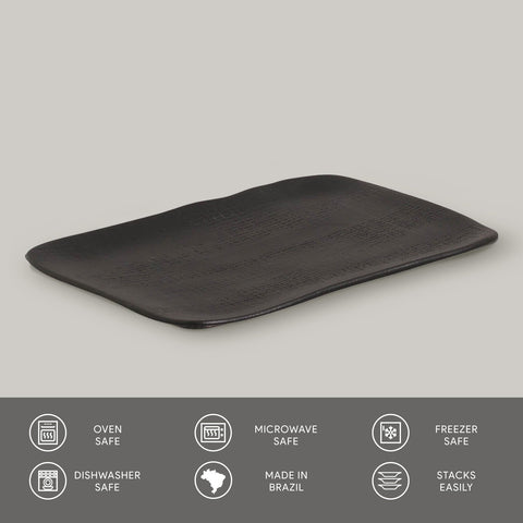 Porto Brasil Minimalist Abstract Stoneware Serving Platter Hand Finished - Set of 4