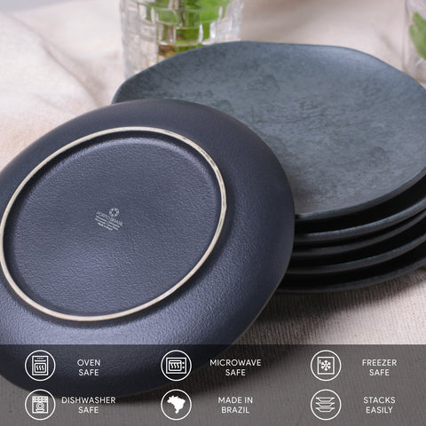 Porto Brasil Everyday Minimalist Abstract Glazed Stoneware Plate Set - Set of 6