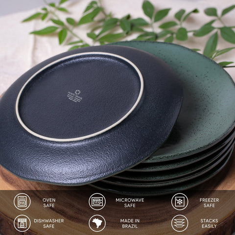 Porto Brasil Everyday Organic Abstract Glazed Stoneware Dessert Plate Set - Set of 6