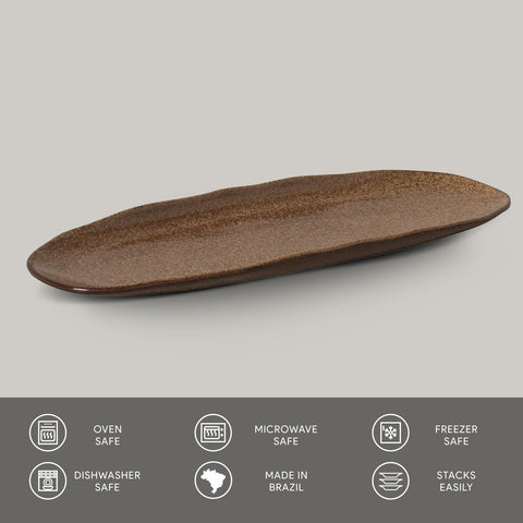 Porto Brasil Organic Abstract Hand Finished Glazed Stoneware Serving Platter - Set of 4