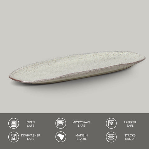 Porto Brasil Minimalist Abstract Stoneware Serving Platter Hand Finished - Set of 4